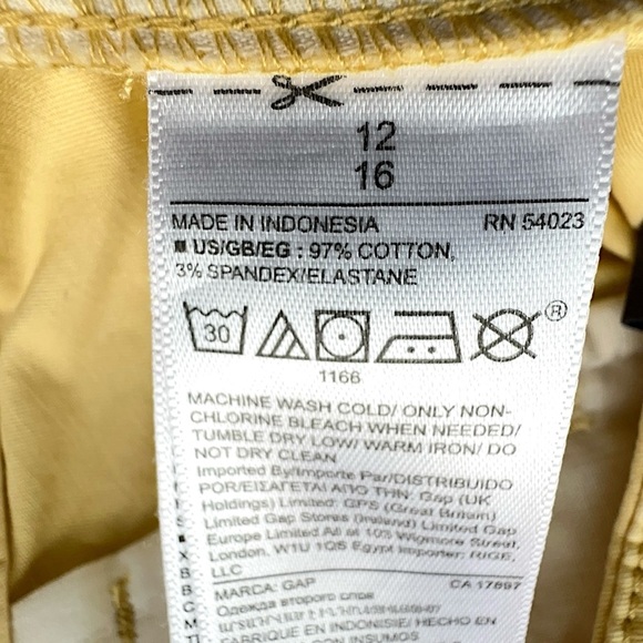 NWT | GAP GIRLFRIEND KHAKI MID RISE STRETCH SOFT BUTTER YELLOW | SIZE: 12 - Picture 9 of 11